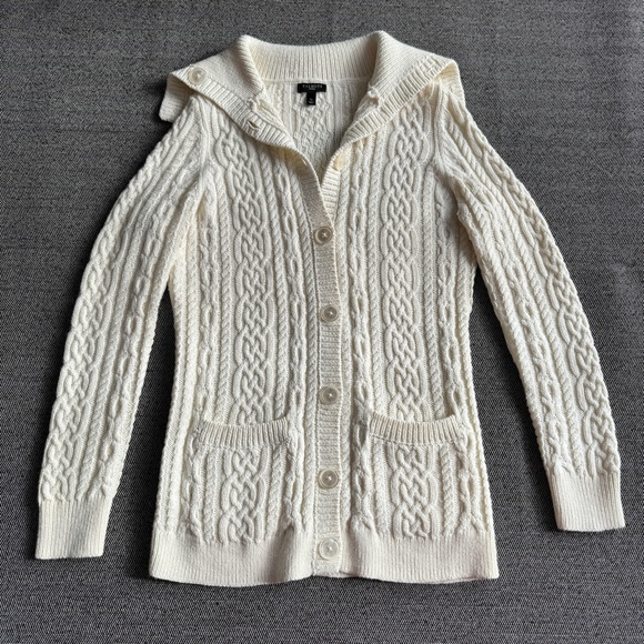 Soft Ivory Cable Knit Cardigan, Small Petite - Picture 9 of 16
